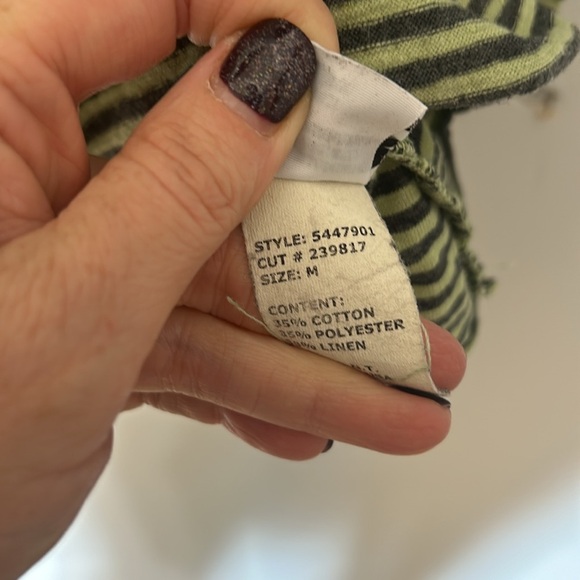 CUT-LOOSE DIAMOND INSET TOP NAVY and Green STRIPE Painted design Medium - Picture 5 of 6